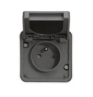 [WNA100] Prise Cubyko, grise, 16 A - 250 V, 2P + T, quickconnect pour assemblage avec la boite simple BERKER